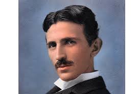 A historical portrait of Nikola Tesla, the renowned inventor and electrical engineer known for his contributions to the development of alternating current