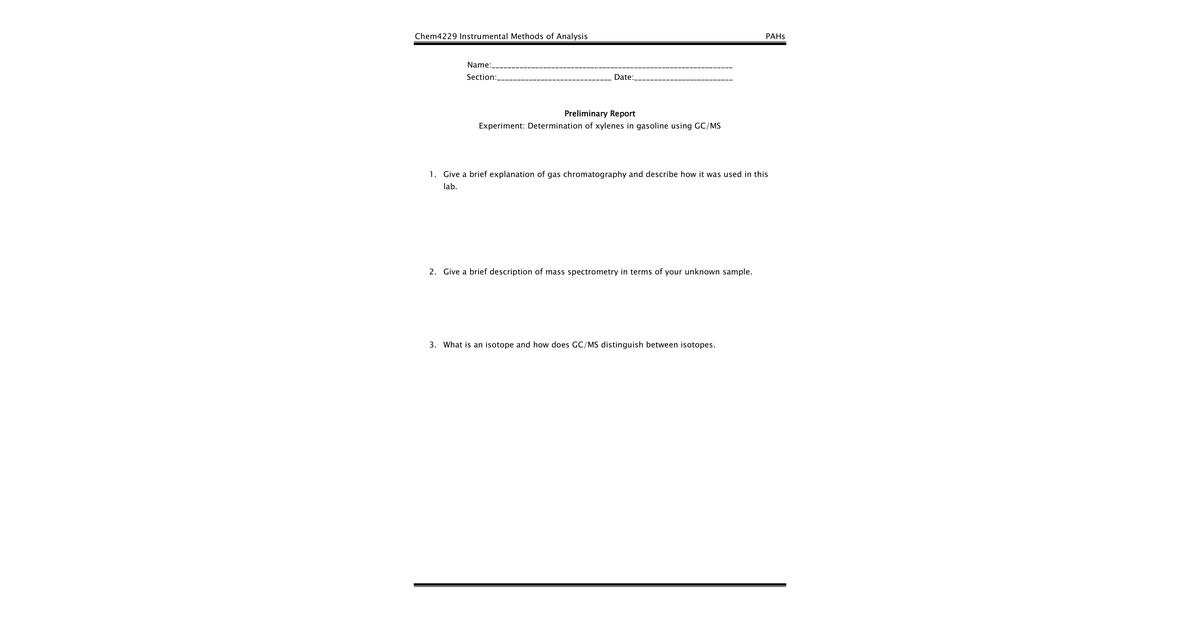 07 GC MS Gasoline Prelab Questions