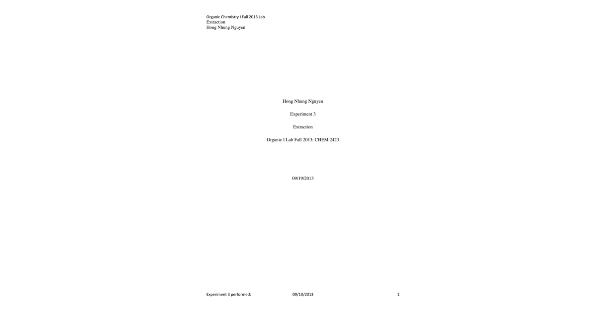 CHEM 2425 Example Lab Report Hong Benzoic Acid Extraction