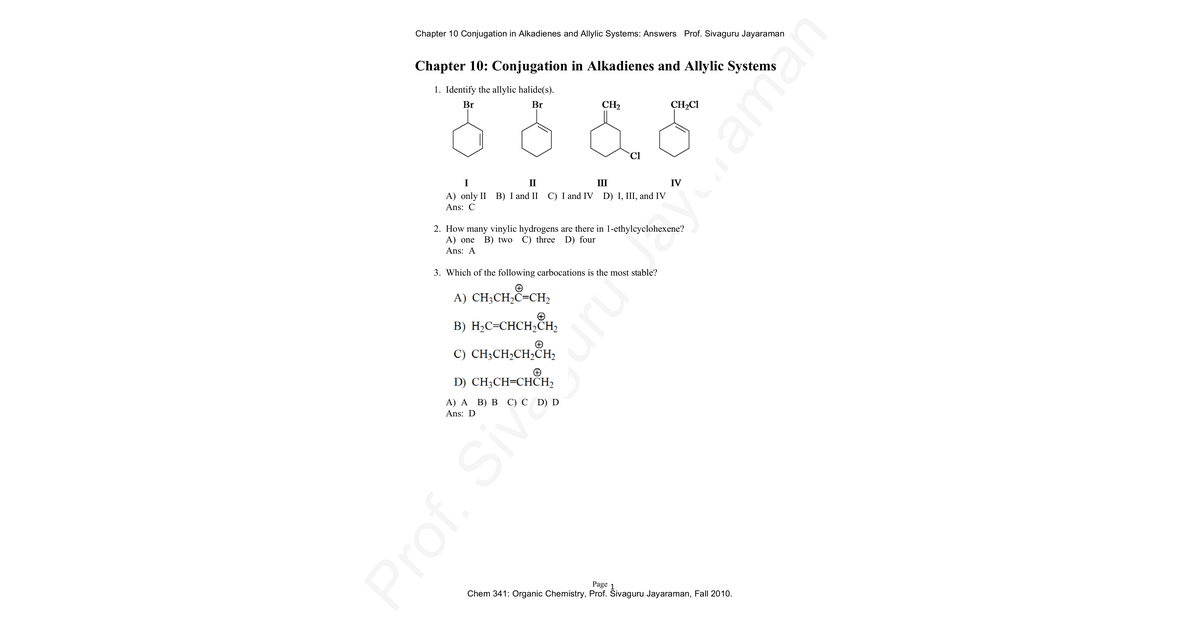 Siva Chem341 Chapter 10 Answers