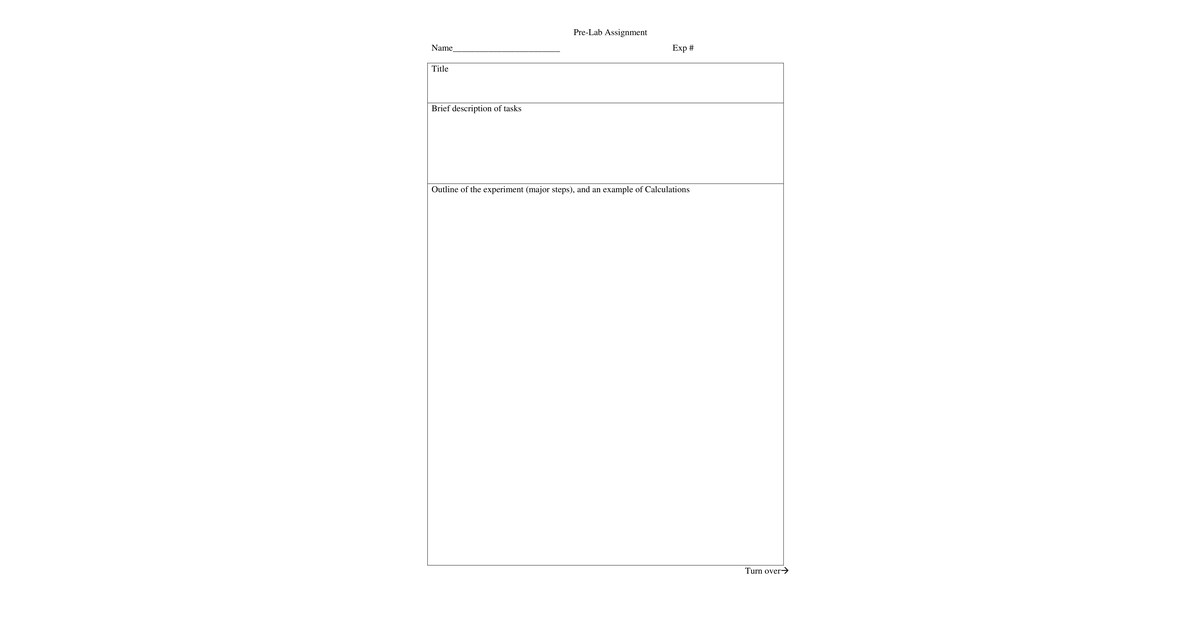 Pre Lab Form 2133