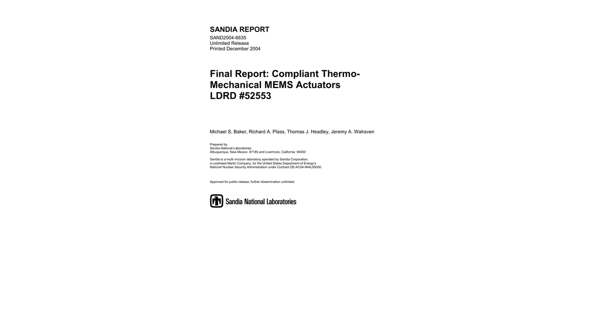 Thermal Actuator SAND 1