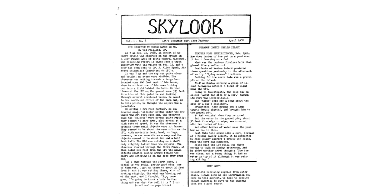 MUFON UFO Journal 1968. 4. April Skylook