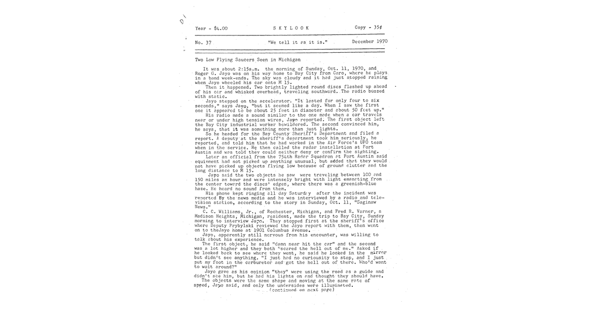 MUFON UFO Journal 1970 12. December Skylook