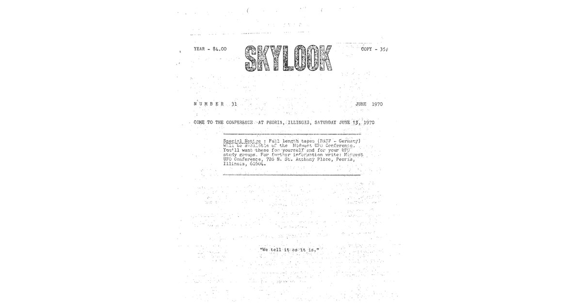 MUFON UFO Journal 1970 6. June Skylook