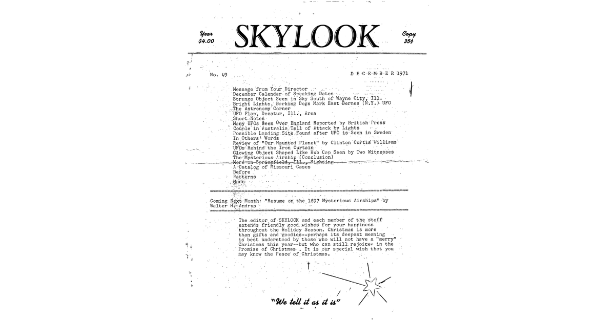 MUFON UFO Journal 1971 12. December Skylook