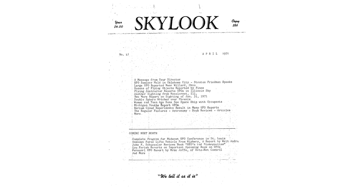 MUFON UFO Journal 1971 4. April Skylook