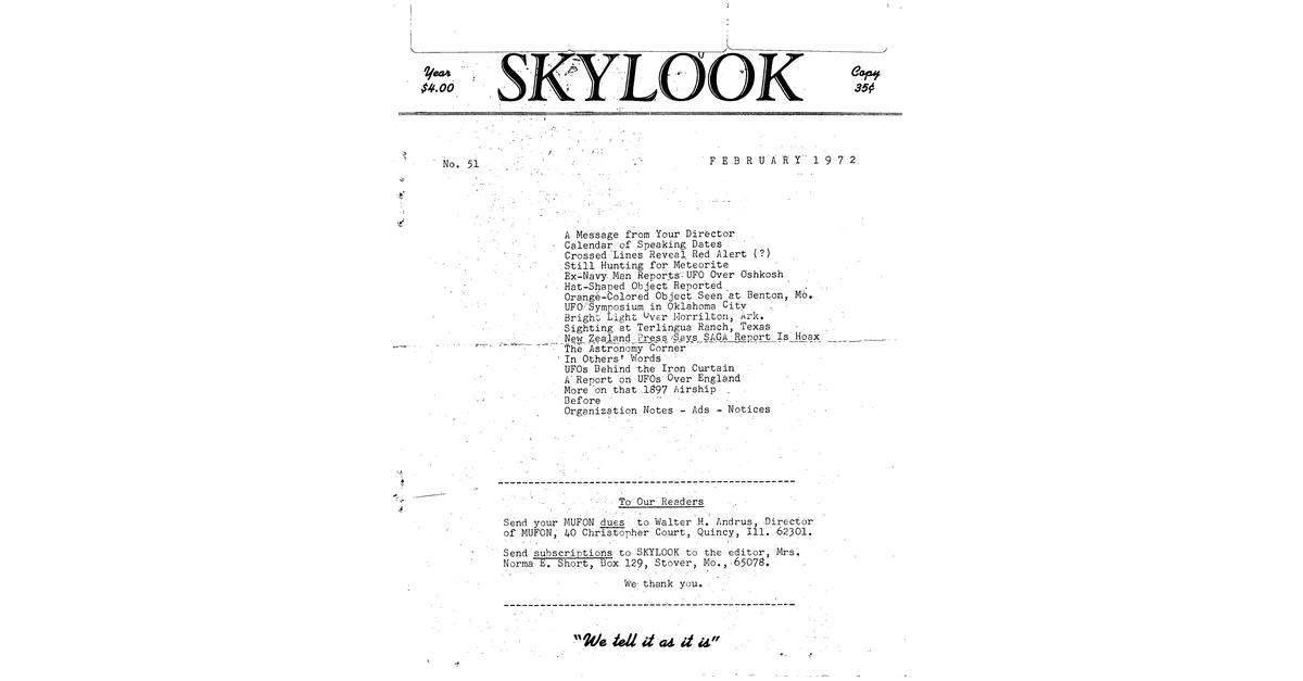 MUFON UFO Journal 1972 2. February Skylook