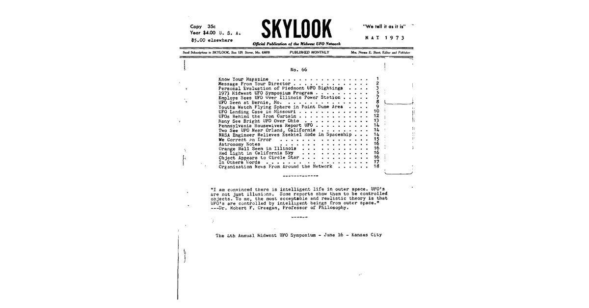MUFON UFO Journal 1973 5. May Skylook