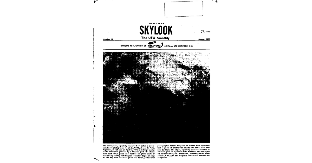 MUFON UFO Journal 1975 8. August Skylook