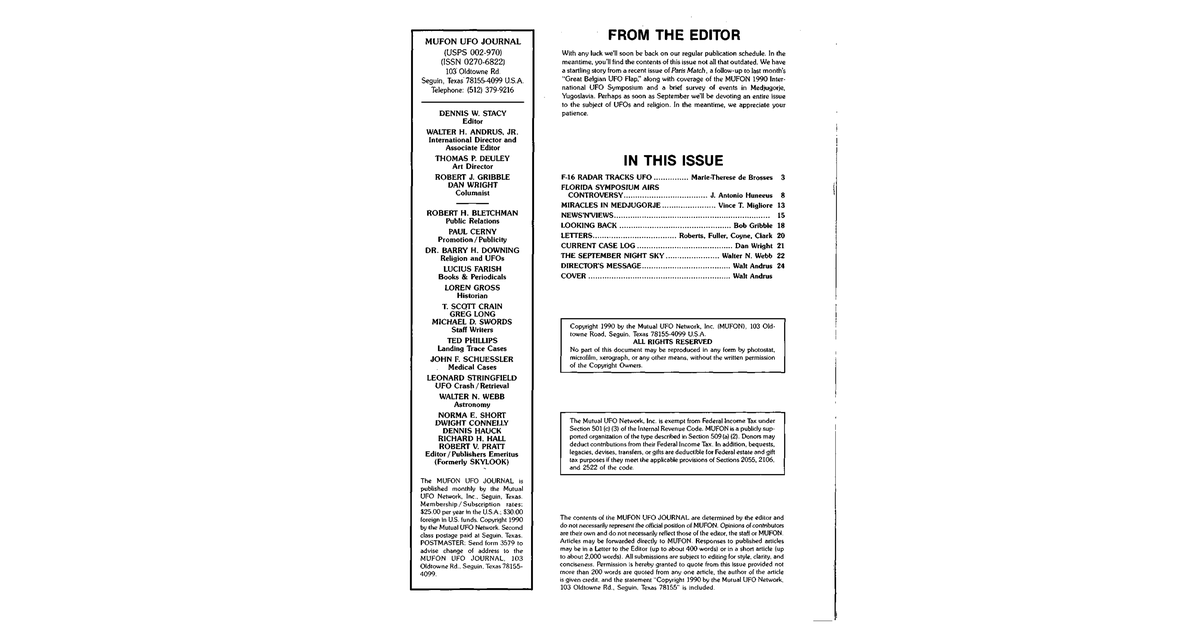 MUFON UFO Journal 1990 8. August Page 2