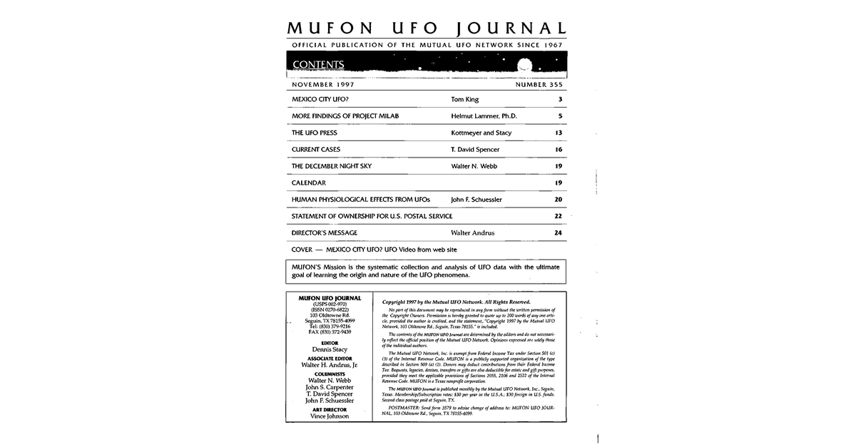 MUFON UFO Journal 1997 11. November Page 2